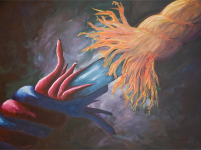 A painting by Charmaine Griffith inspired by Sonnet 116 by Shakespeare, that goes `love is not love which alters when it alteration finds.` (See July 12, 2007)