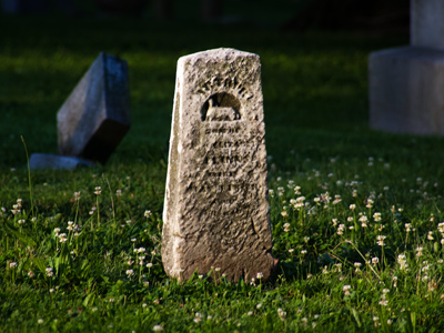 Carefully chosen last words are no longer legible.