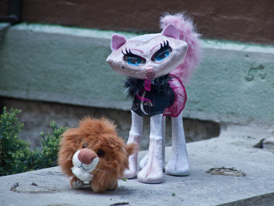 The lions pictured on March 17 and 20, 2010, went missing suddenly.  These stand-ins aren`t as impressive.