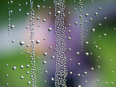Condensation on a window, with a blurry person seen in the distance.  This photo, and the first picture from June 15, 2010, are unintentionally reminiscent of Saul Leitner.