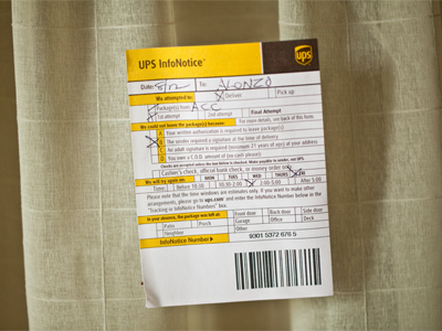 So close and yet so far.  My new lens was on my front porch, but I wasn`t home to sign for it.