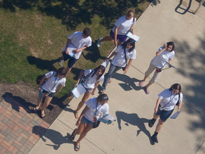 Groups of identically dressed freshmen came through the Library today on a scavenger hunt.  They may never set foot inside the building again during the next four years.