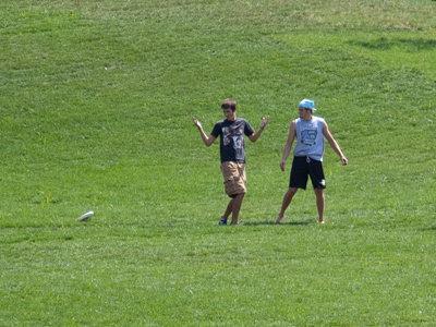 Frisbee-impaired students enjoy a late summer afternoon.