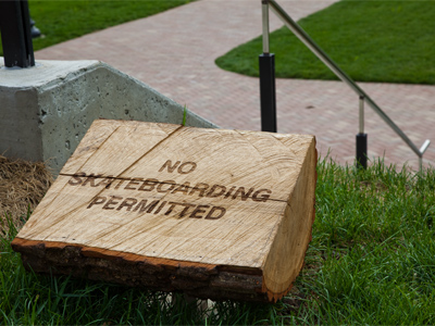 Oh, go ahead and let them skate.  Just leave their broken bodies at the bottom of the stairs to serve as a warning.