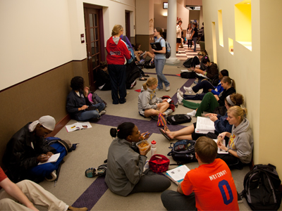 Sitting through the tornado warning.