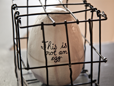 Too far away to display their creations on the refrigerator at home, art students show their work in the hallways.