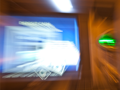 Getting some cash at the ATM at 6:24pm on my way to a 6:30 dinner engagement.