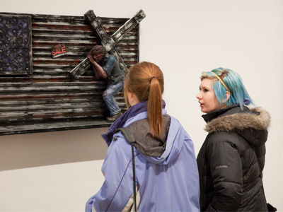 Sculptures by twin brothers Kyle and Kelly Phelps are currently on display at UD`s Rike Center Gallery.