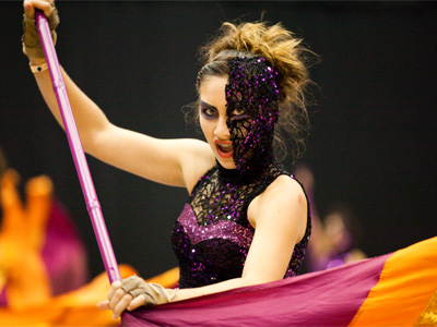 My proximity to the floor is something of a mixed blessing.  During the very first performance, I was nearly hit by a flag.