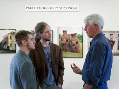 Patrick Dougherty discusses his tree branch sculptures.