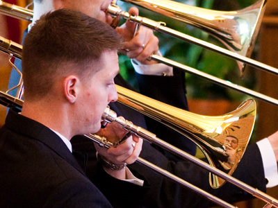 A trombone player always sees a reflection of himself.