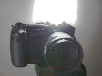 That small nuclear explosion is an on-camera flash.