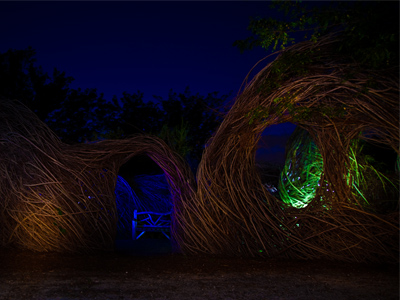 Then I took the class outside and we had fun running around with flashlights and colored lights.