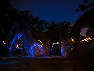 To be specific, this was ME running around with a flashlight, pointing it at a row of twenty cameras.