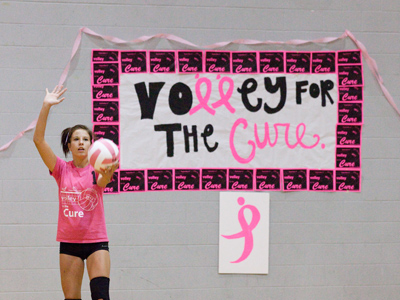It`s Volley for the Cure night, and pink reigns.