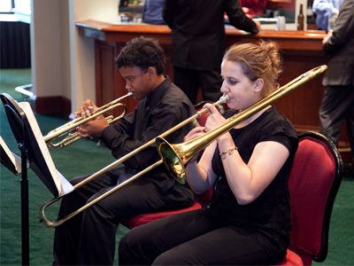 The musicians didn`t get a free dinner like I did, but they raided the hors d`oeuvres table after the banquet started.