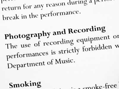 But then I happened to look in the program.  I wonder how they define `strictly forbidden.`
