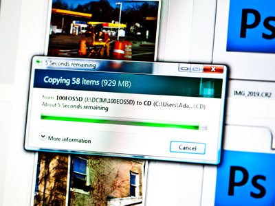 Then I copy the digital photos onto the computer.  Note that pictures from the last few days take up almost 1 gigabyte.