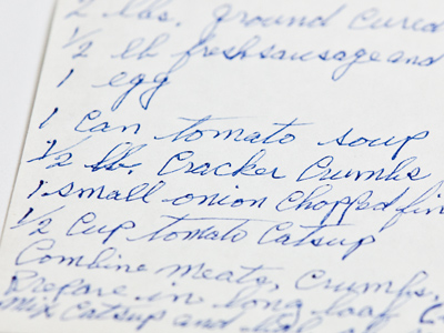 Grandma is remembered through her handwritten recipes.