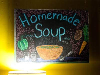 When I make soup at home, it comes out of a can.