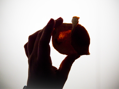 The artist has put the oranges to good use (see March 26, 2012).