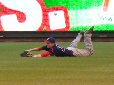 The nice mothers sitting around me cheered when this mother`s son missed the catch.