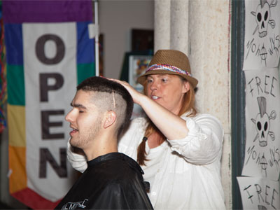 Oregon District sidewalk:  free mohawks.