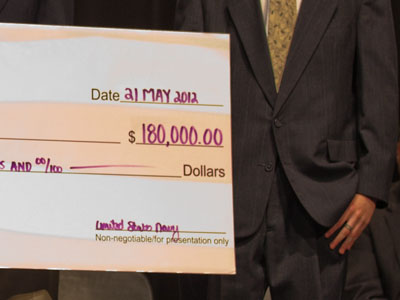 Congratulations on the generous scholarship, but good luck depositing that check in the ATM.