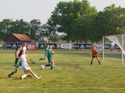 She placed it perfectly in the upper left corner of the goal and the keeper could only stand there and watch it go in.