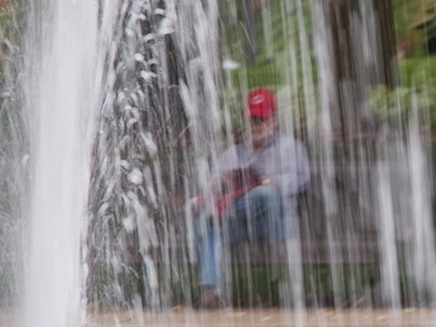 Guy in a fountain.