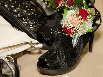 As soon as the girls walk in the door, their shoes come off.  Dance chaperones browsed the tables admiring them.