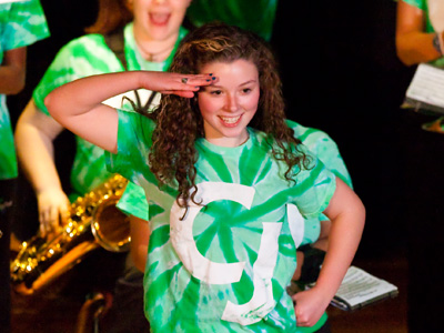 As leader of the pep band, she must have the most pep.  She was last seen here as Juliet on November 15, 2011.