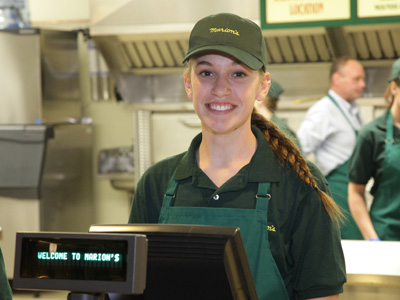 `Welcome to Marion`s Pizza.  May I take your order?`