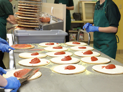 The crust is thin and crispy.