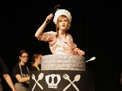 When a giant cake was rolled onto the stage, I had a feeling that SOMEBODY was going to pop out of it.