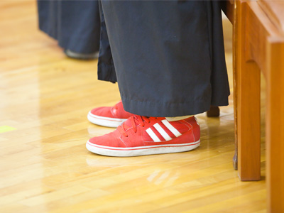 Afternoon mass on a school day.