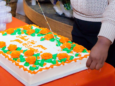  . . . which was sliced with dental floss.