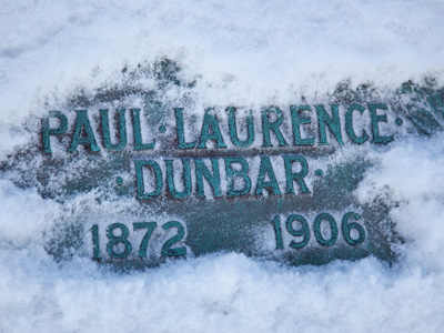 The winter sun shines on the back of Paul`s grave.
