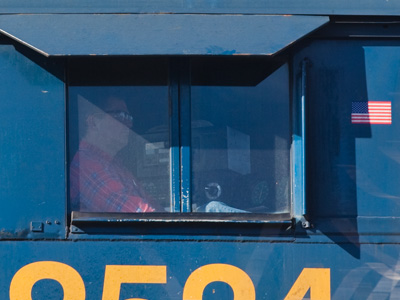 As the train passes, I`m glad to see the driver isn`t texting.