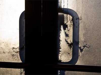 It was seven degrees as I walked to work and when I got there I found the sun just starting to defrost the front door.