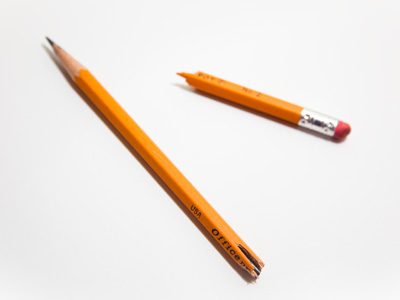 During a tense staff meeting this morning, the boss splintered this pencil in his hand.  Not a good sign.