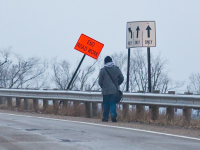 Beavercreek won`t allow bus stops at the Mall at Fairfield Commons, so people must walk across a highway bridge to reach the nearest bus stop at Wright State University.