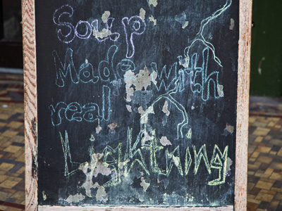 There were thunderstorms at lunchtime.