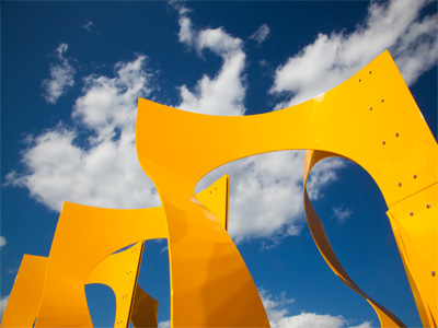 I figured out it`s called `Fluid Dynamics` by Yellow Springs sculptor Jon Barlow Hudson (see April 4, 2013).