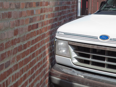 Outside the brake repair shop.