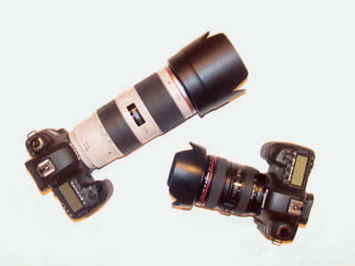 What I will bring to a shoot tomorrow:  two cameras, one big and the other one bigger.