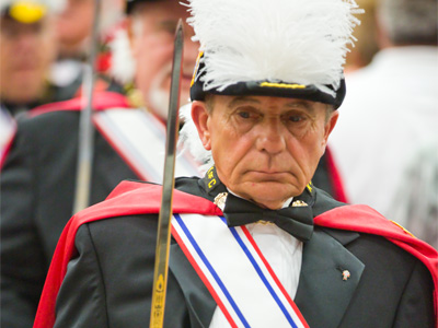 Knights of Columbus honor guard, complete with swords.