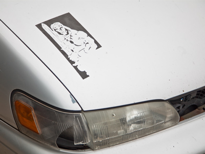 Conan the Barbarian drives a banged up Toyota.