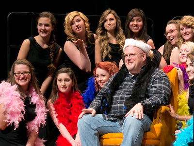 Random dude plucked from audience for `Santa Baby.`