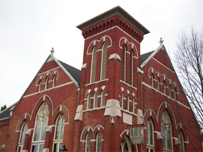 It was a church.  Now it`s an indoor rock climbing center.
